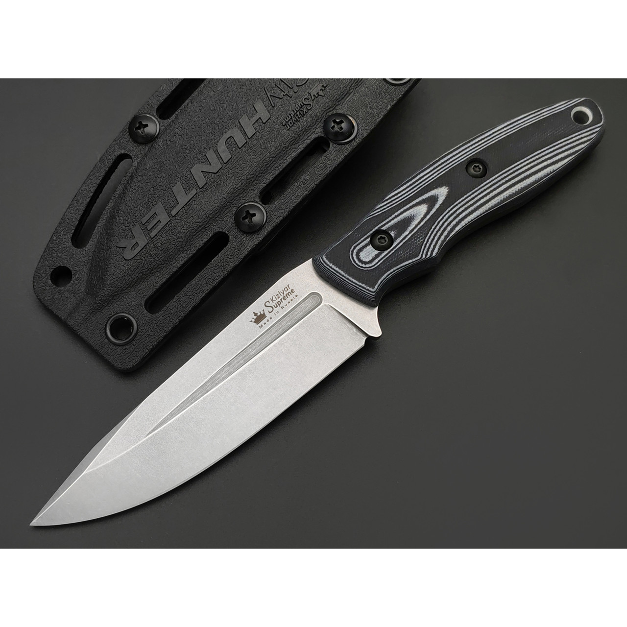 Kizlyar Supreme туристический нож CityHunter сталь Aus-8 стоунвош, рукоять G10 black & white