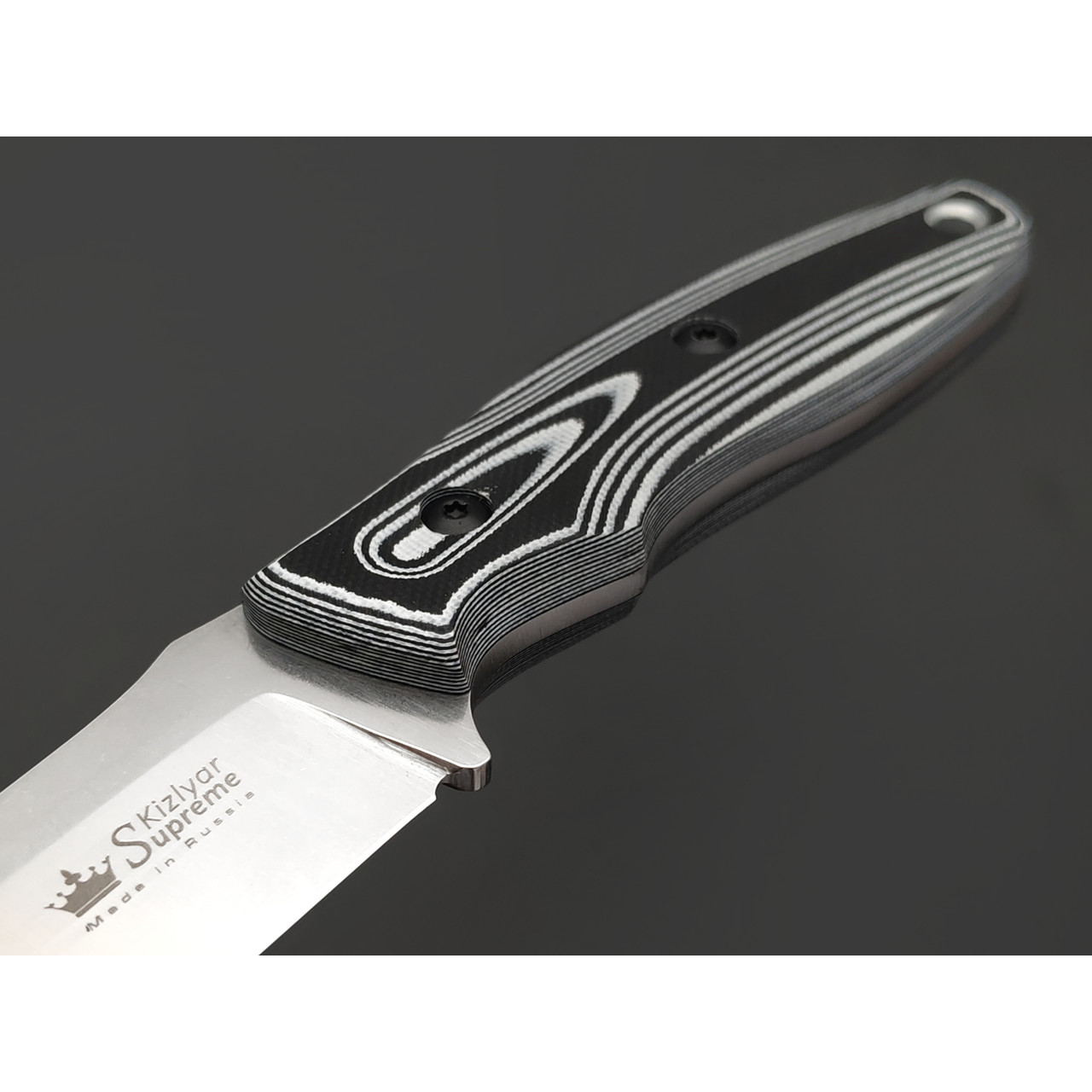 Kizlyar Supreme туристический нож Urban сталь D2 стоунвош, рукоять G10 black & white, ножны Kydex