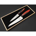 Kizlyar Supreme набор из 2-х кухонных ножей Alexander SM сталь Aus-8 satin, рукоять G10 black & red