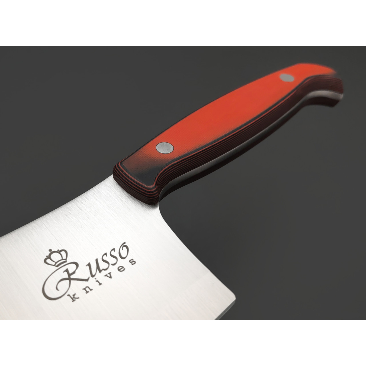 Kizlyar Supreme кухонный топорик Alexander C сталь Aus-8 satin, рукоять G10 black & red
