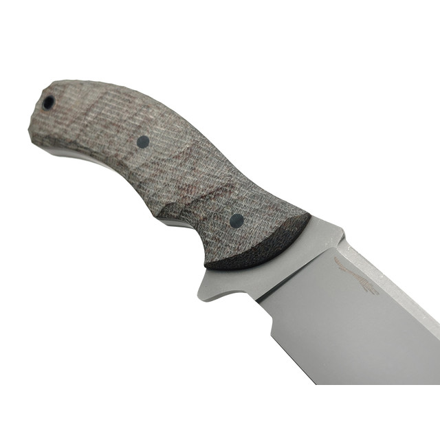 Волчий Век нож Команданте сталь 95Х18 WA стоунвош, рукоять Micarta grey, пины карбон