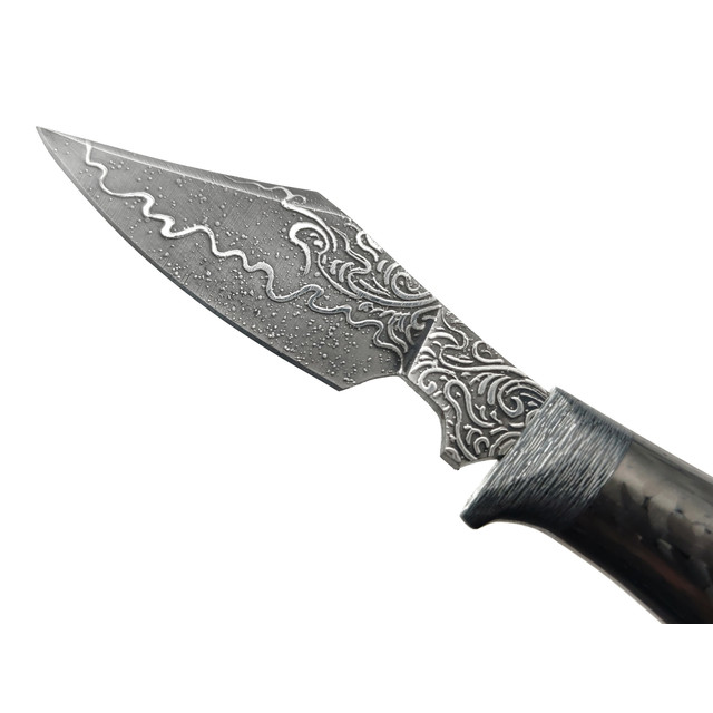 Волчий Век нож Злюка Custom сталь CPM Rex 121 WA худ. травление, рукоять Carbon fiber, Silvertwill
