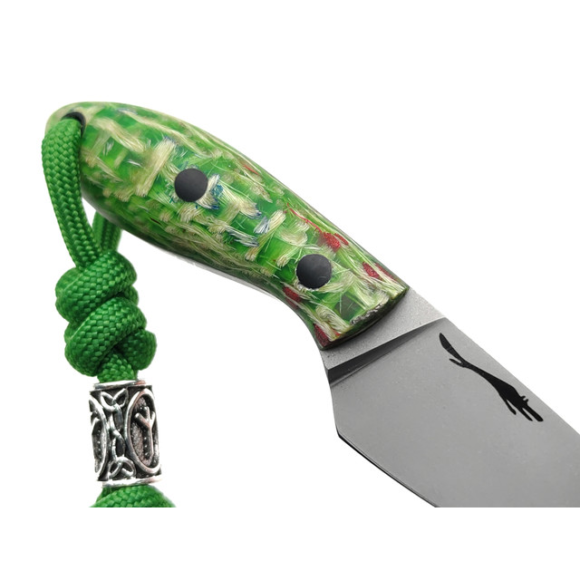 Волчий Век нож Микро МасичЬка сталь 95Х18 WA стоунвош, рукоять Micarta jute green, пины карбон