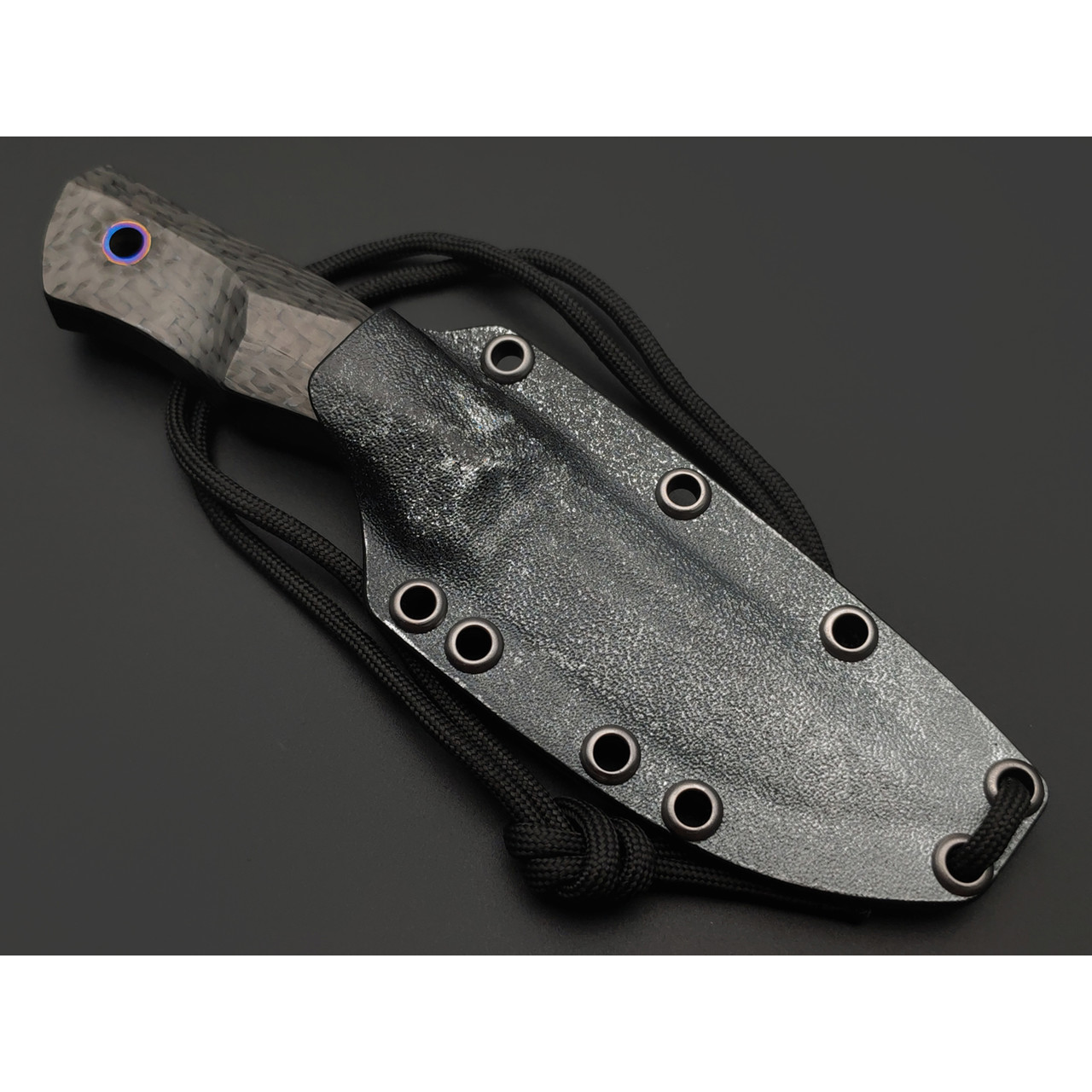 Волчий Век нож Техно Слонёнок Custom сталь PGK WA травление Дамаскаж, рукоять Carbon fiber, titanium