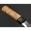 Стальные Бивни нож Якут Малый сталь Х12МФ, кованый дол, рукоять Карельская берёза, чёрный граб