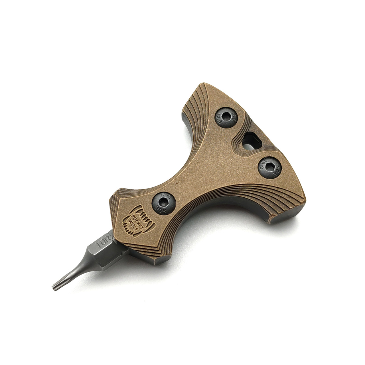 Pocket Wolf Кнак Tool Bit XS с магнитным держателем для бит, латунь