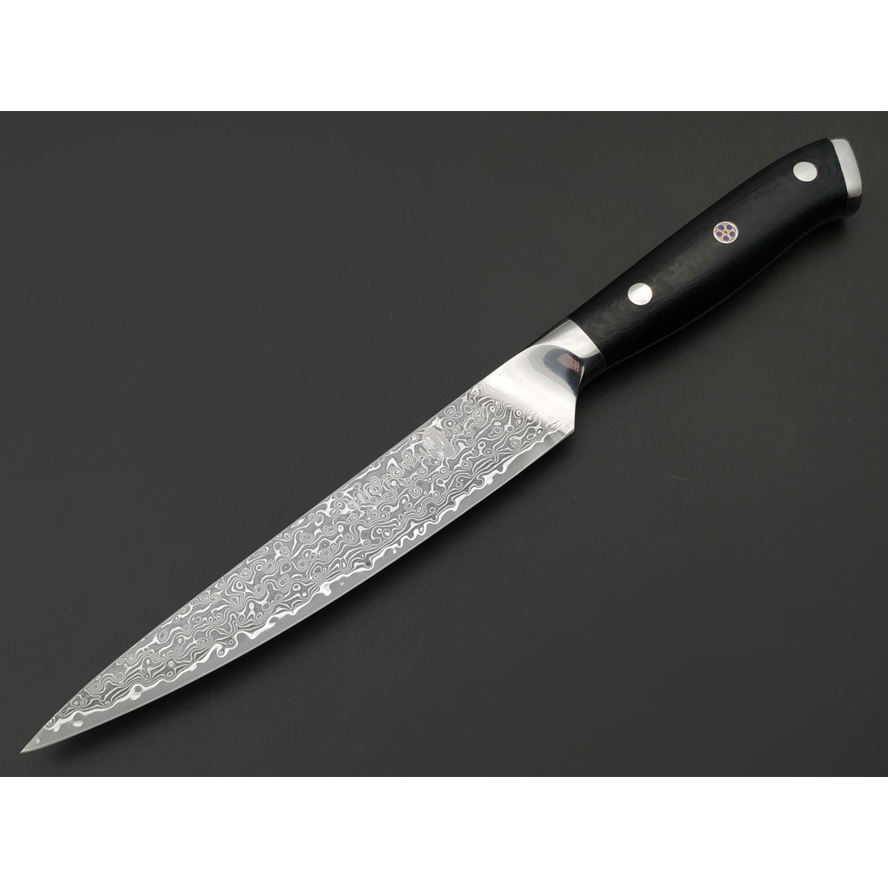 TuoTown D.JS Utility 616009 сталь Damascus VG-10, рукоять Carbon fiber
