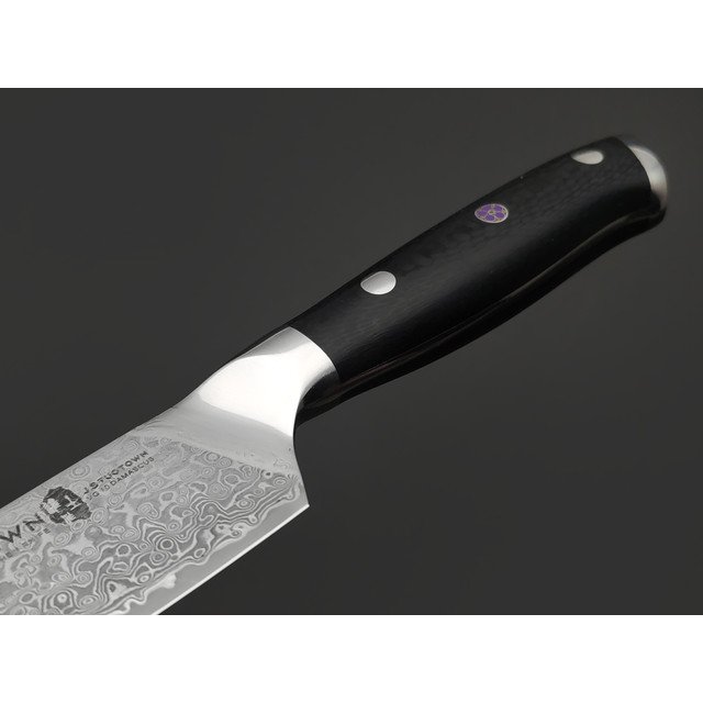 TuoTown D.JS Santoku 13 см 615008 сталь Damascus VG-10, рукоять Carbon fiber