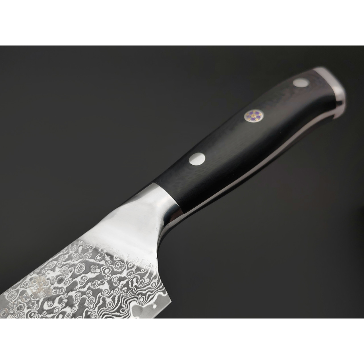 TuoTown нож Santoku TX-D6 дамасская сталь VG10, рукоять G10 black