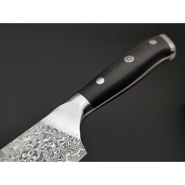 TuoTown D.JS Santoku 18 см 617008 сталь Damascus VG-10, рукоять Carbon fiber