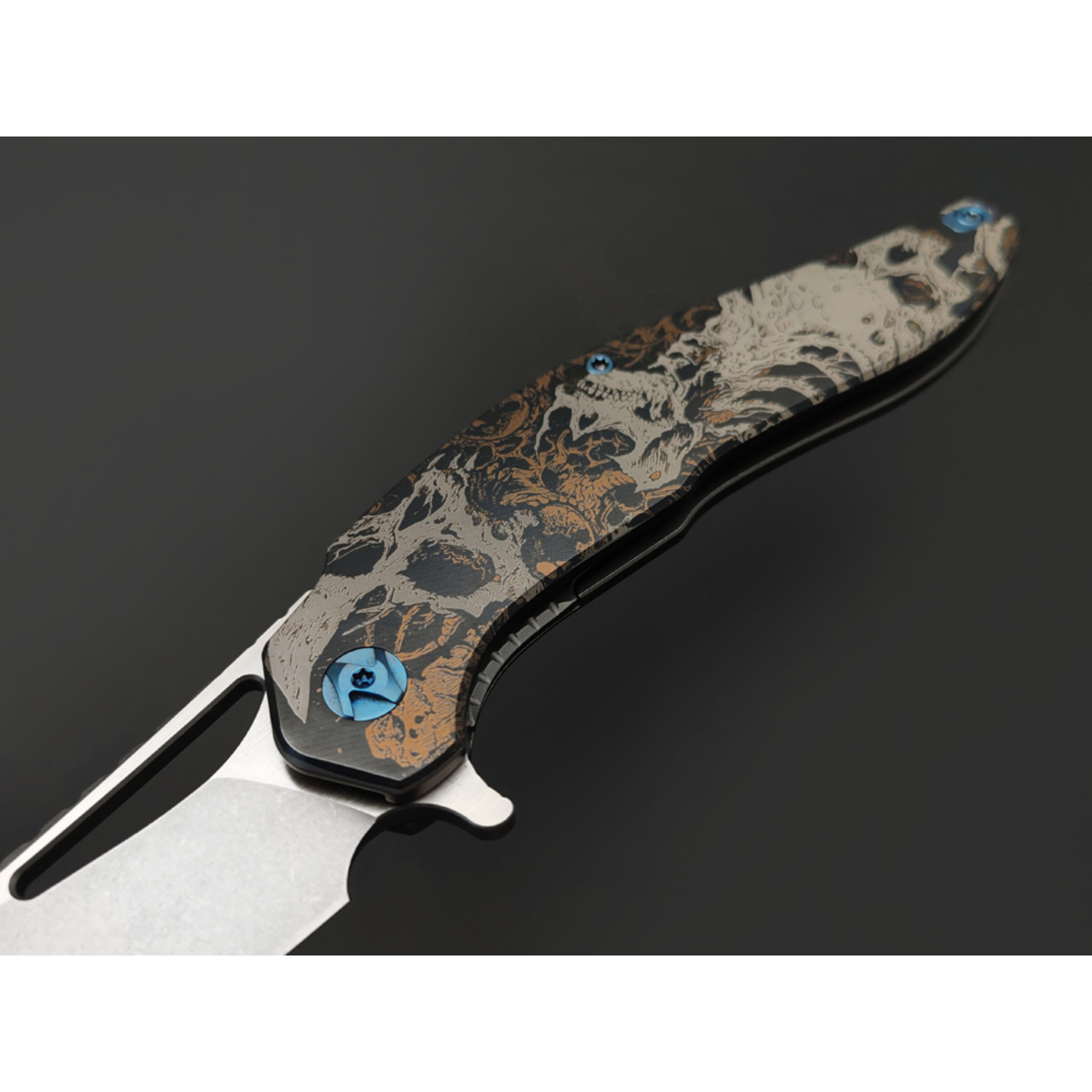 Knife Tech нож Barracuda Skulls Prototype сталь M390 стоунвош, рукоять Titanium TC4