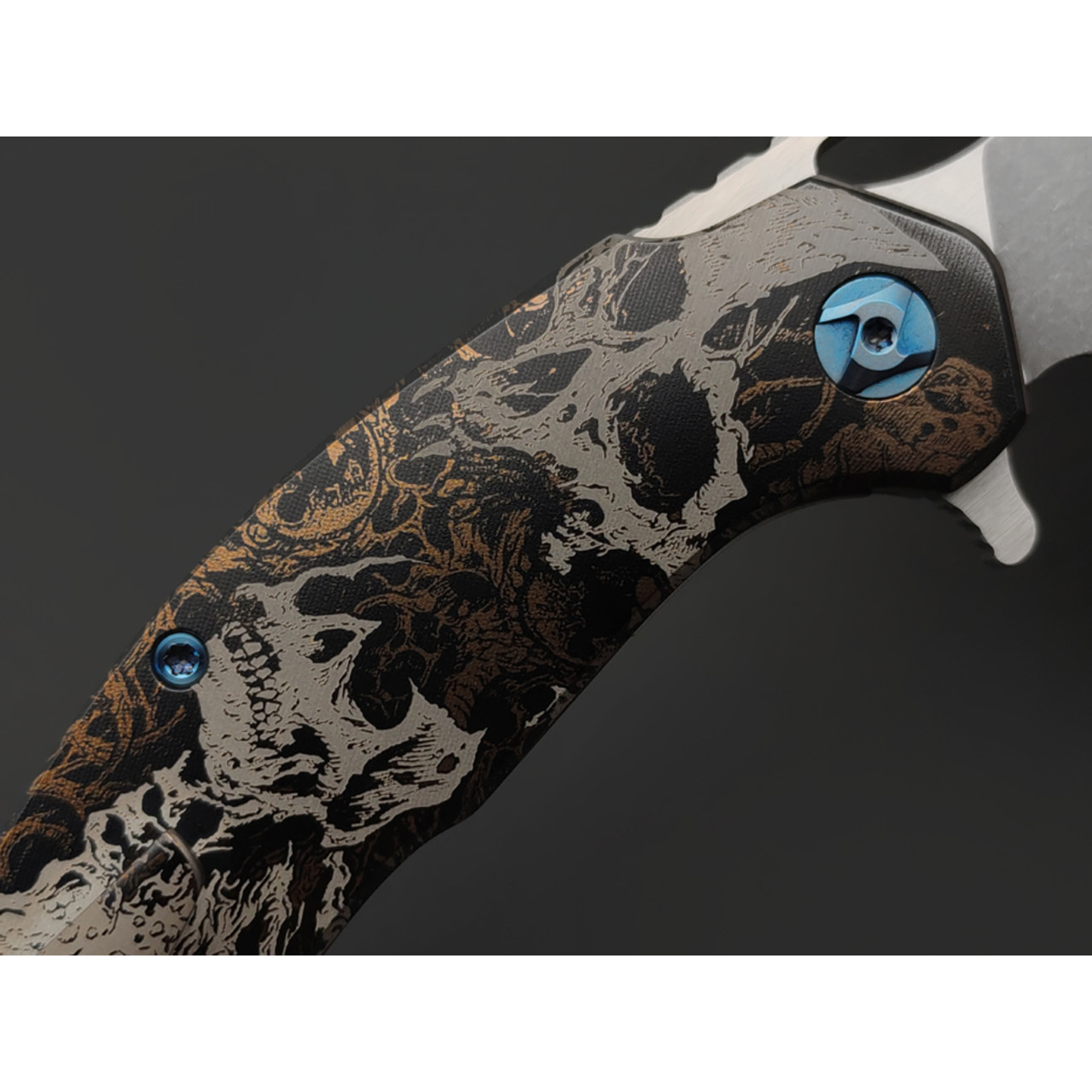Knife Tech нож Barracuda Skulls Prototype сталь M390 стоунвош, рукоять Titanium TC4