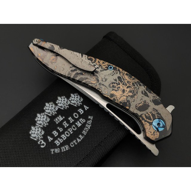 Knife Tech нож Barracuda Skulls Prototype сталь M390 стоунвош, рукоять Titanium TC4