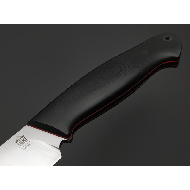 Град Горький нож Охотник сталь VG-10 satin, спуски конвекс рукоять G10 black & red