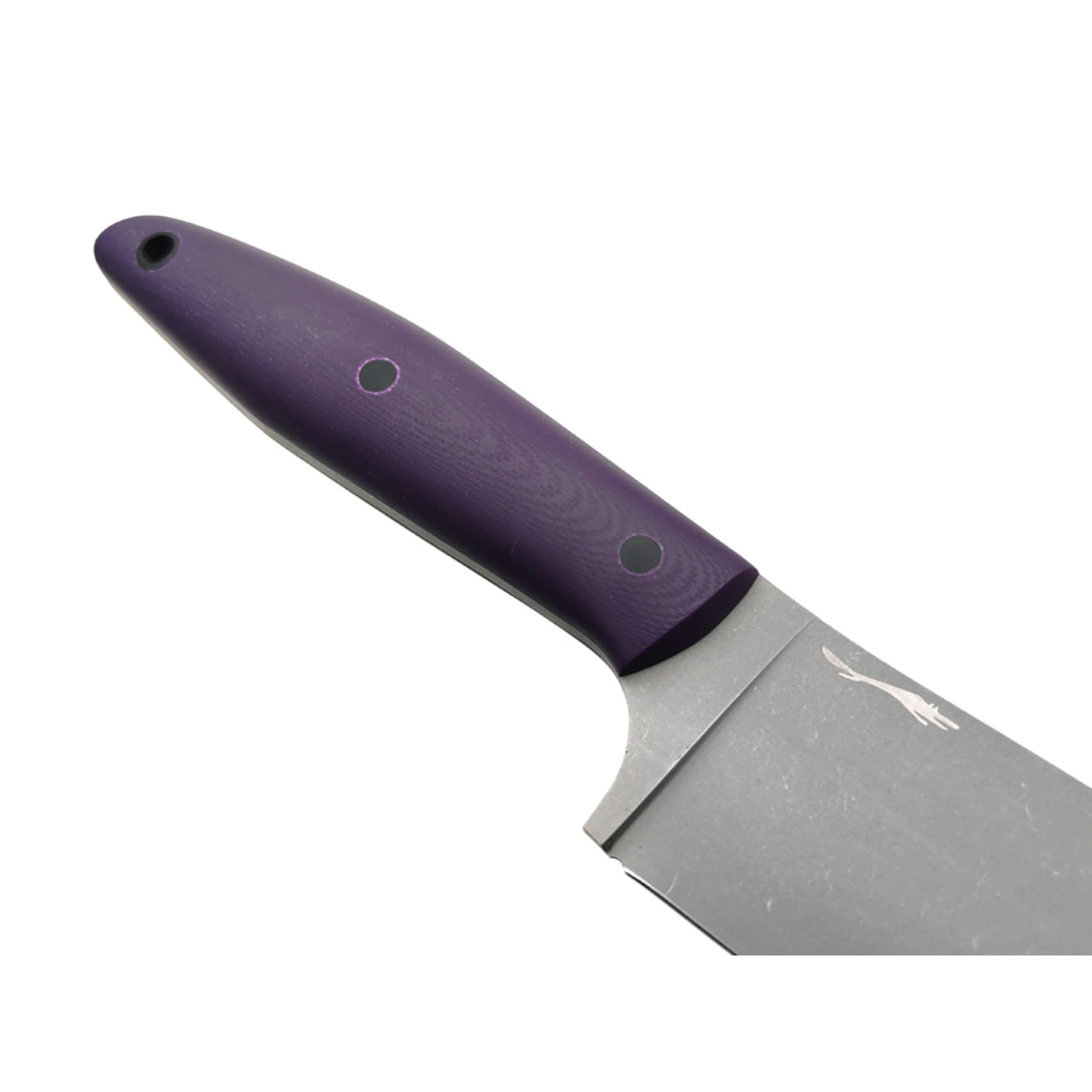 Волчий Век нож Шеф средний сталь N690 WA стоунвош, рукоять G10 purple, пины карбон