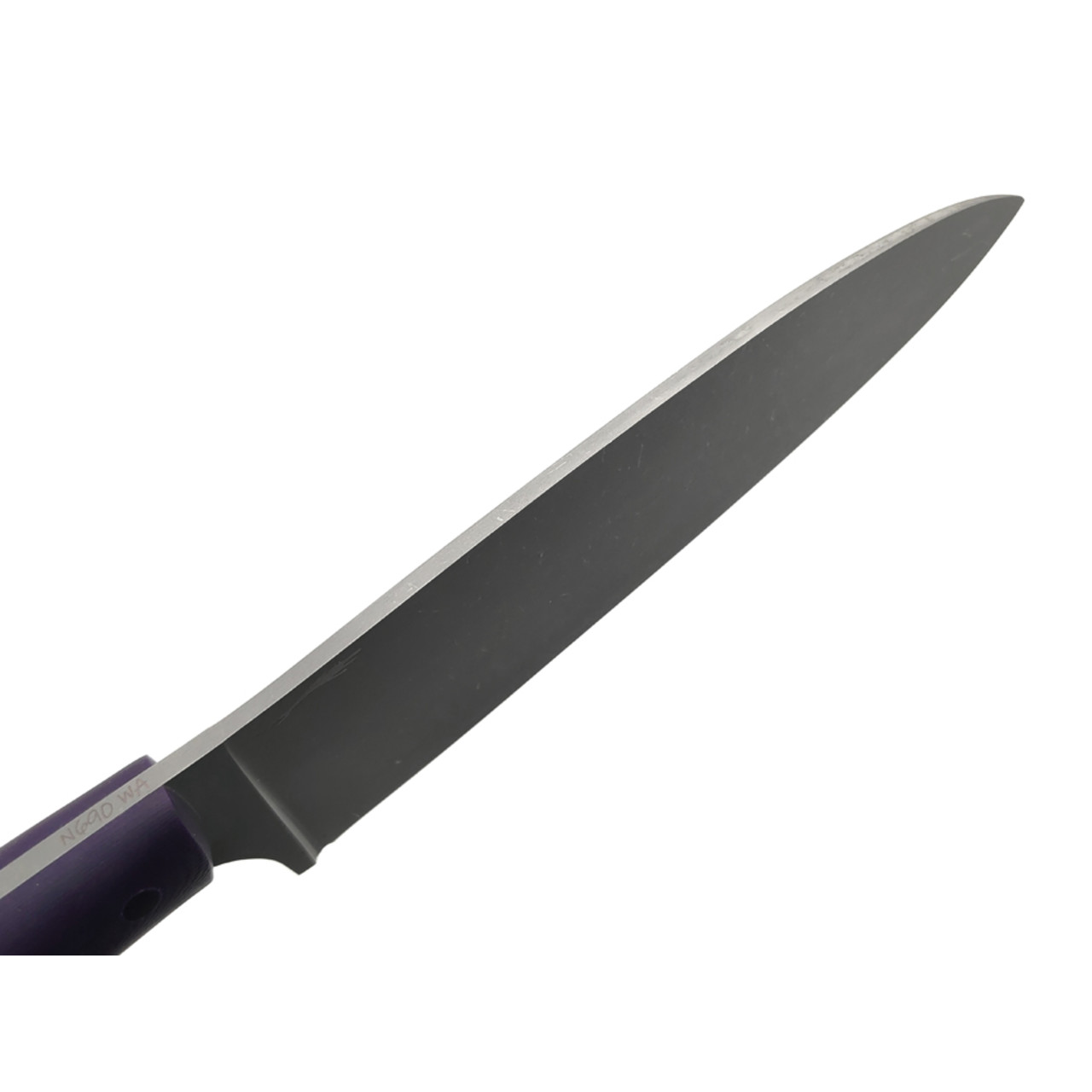 Волчий Век нож Шеф средний сталь N690 WA стоунвош, рукоять G10 purple, пины карбон