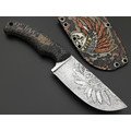 Волчий Век нож Шихан Custom "Восставшая Резервация" сталь N690 WA худ. травление, рукоять G10 black & tan, пины карбон