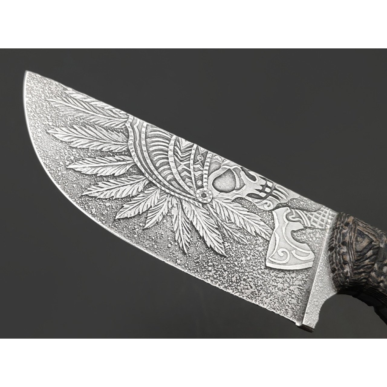 Волчий Век нож Шихан Custom "Восставшая Резервация" сталь N690 WA худ. травление, рукоять G10 black & tan, пины карбон