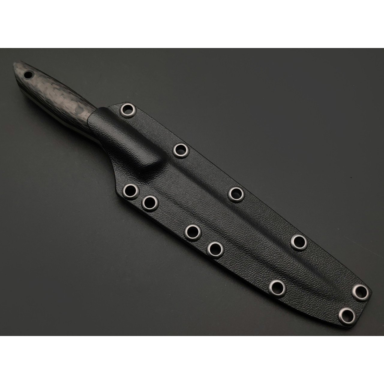 Волчий Век нож Тезис Custom сталь M390 WA satin, рукоять Carbon fiber, пины карбон