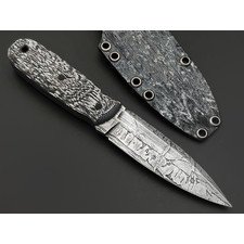 Волчий Век нож Стрела Custom сталь 95Х18 WA худ. травление, рукоять G10 black & white, пины карбон