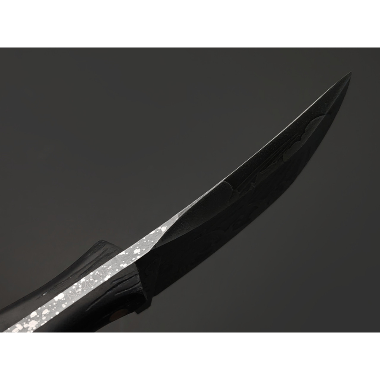 Волчий Век нож Custom "Хокусай" сталь N690 WA худ. травление, рукоять G10 black с гравировкой, латунь