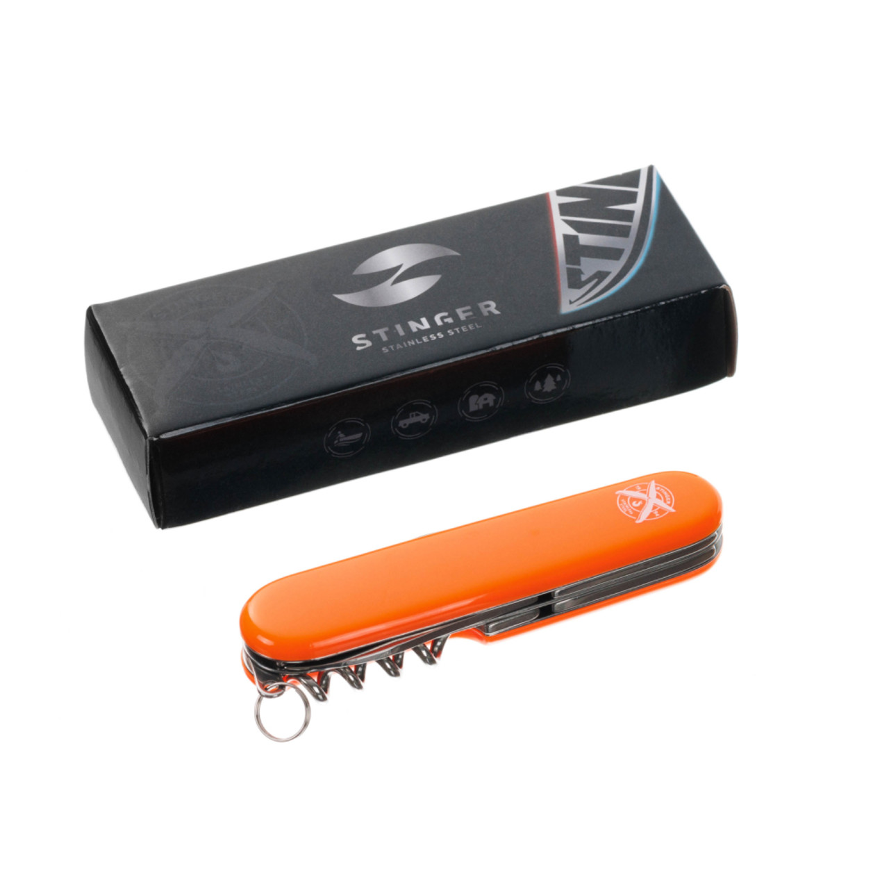 Stinger нож многофункциональный FK-K5005NH-11F (11 функций) сталь 420, рукоять ABS orange
