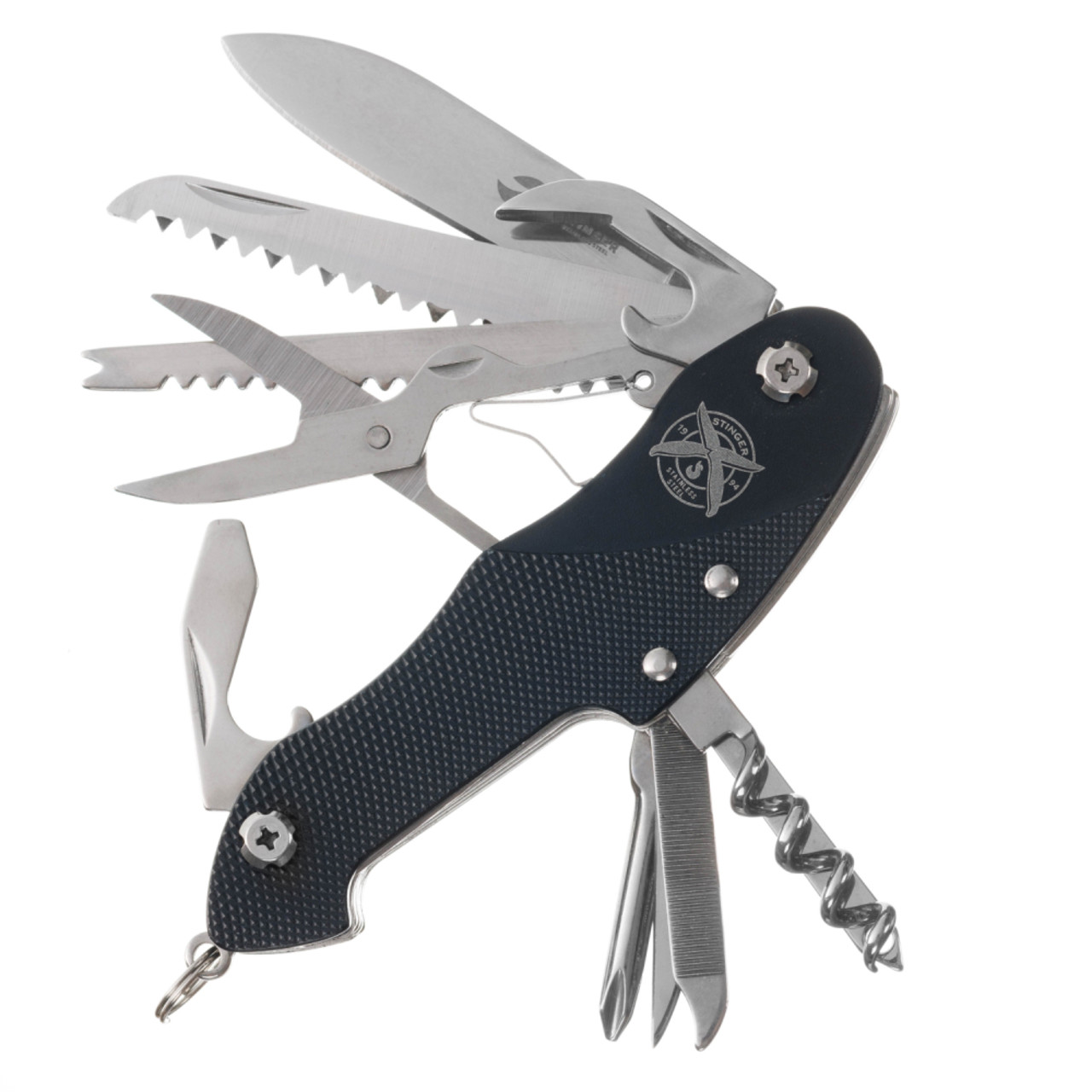 Stinger нож многофункциональный FK-KG5011L7 (15 функций) сталь 420, рукоять Aluminum black