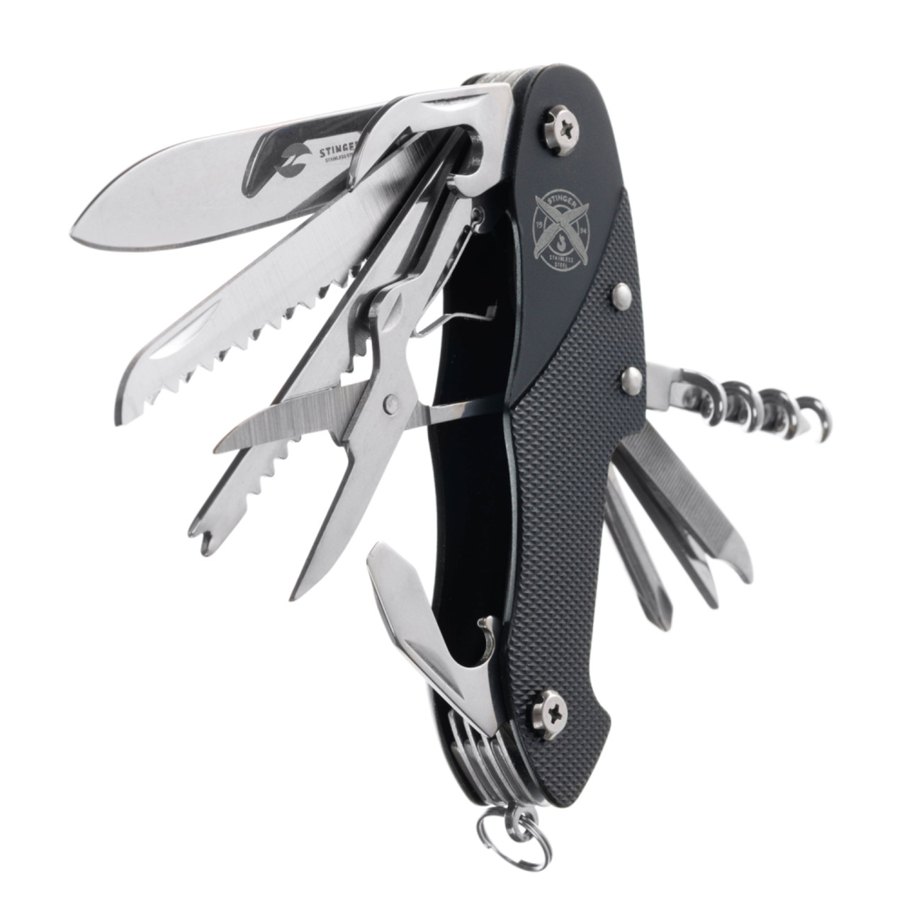 Stinger нож многофункциональный FK-KG5011L7 (15 функций) сталь 420, рукоять Aluminum black