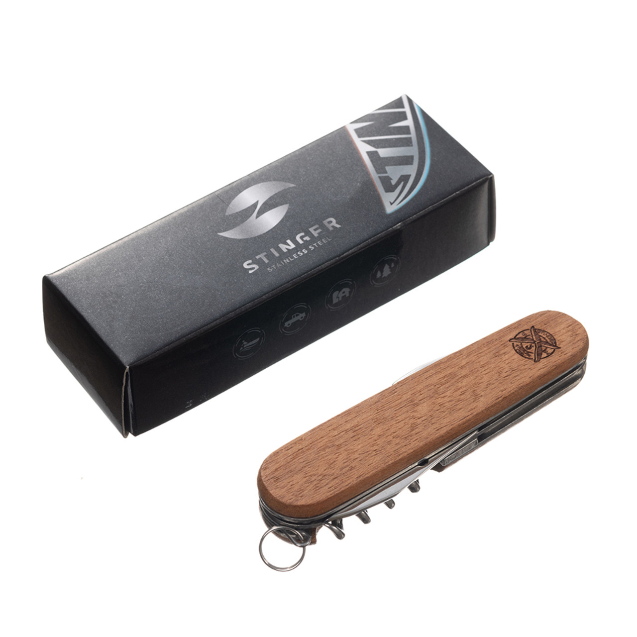 Stinger нож многофункциональный FK-K5019-5P (10 функций) сталь 420, рукоять Дерево сапеле