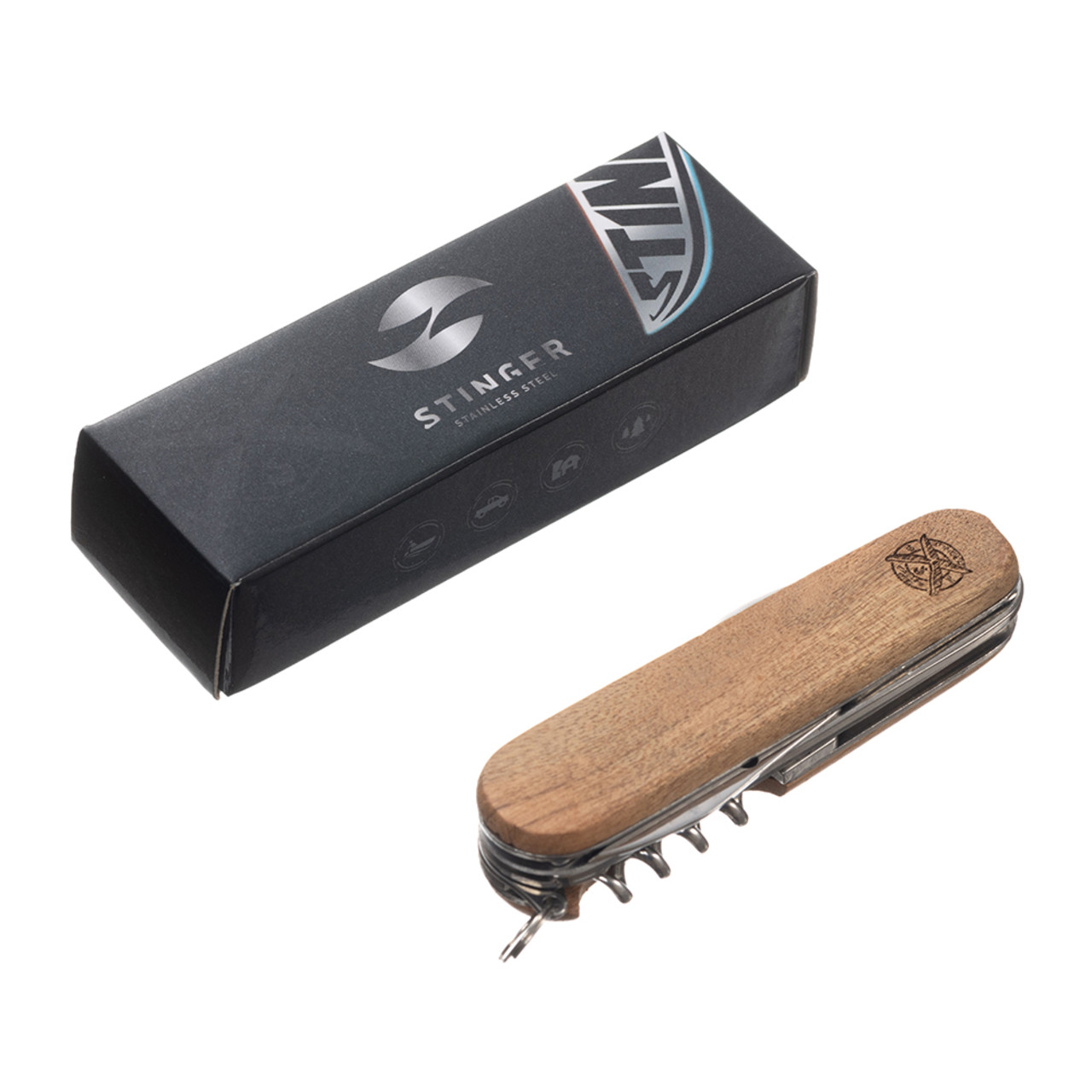 Stinger нож многофункциональный FK-K5019-6P (11 функций) сталь 420, рукоять Дерево сапеле