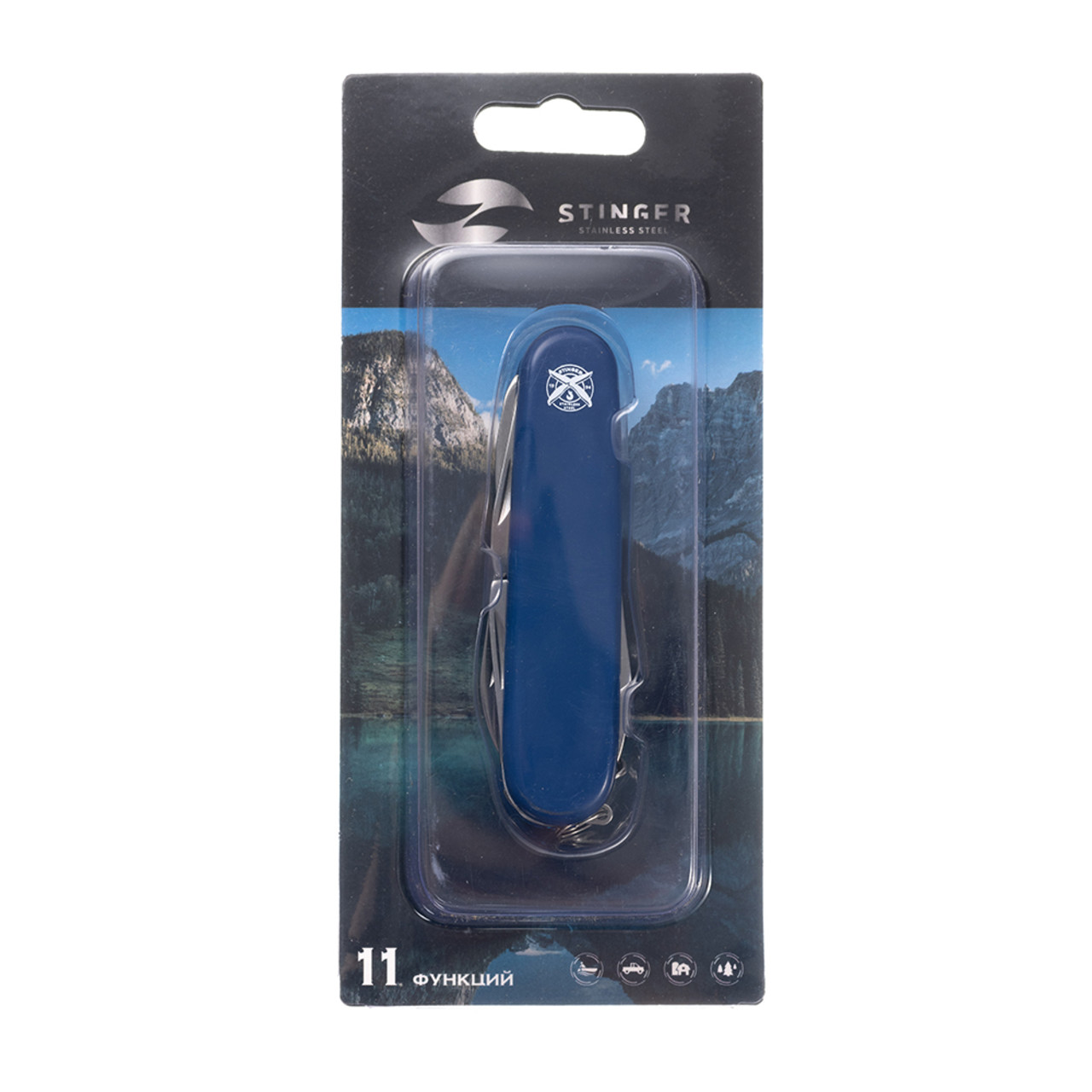 Stinger нож многофункциональный FK-K5020-6PB (11 функций) сталь 420, рукоять ABS blue, блистер