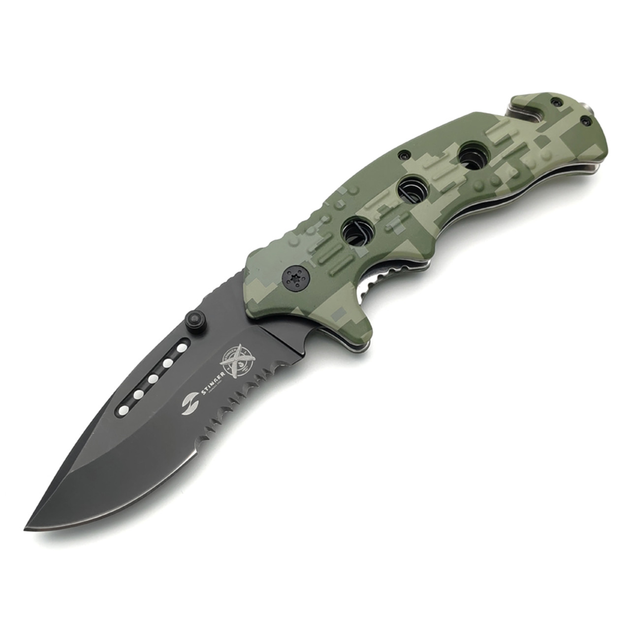 Stinger нож складной FK-008X сталь 3Cr13 black, рукоять Aluminum digital camo