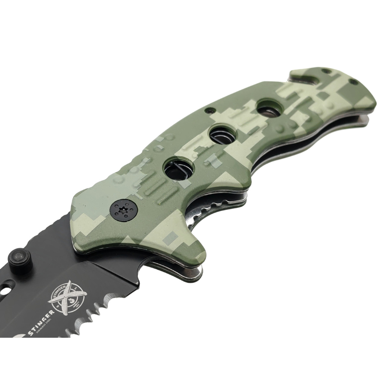 Stinger нож складной FK-008X сталь 3Cr13 black, рукоять Aluminum digital camo