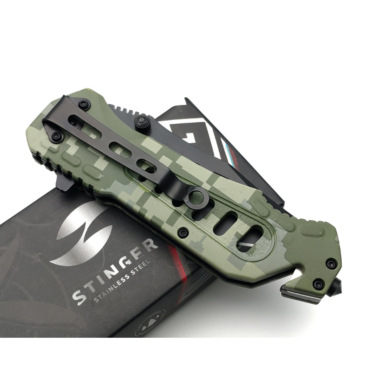 Stinger нож складной FK-008H сталь 3Cr13 satin & black, рукоять Aluminum digital camo