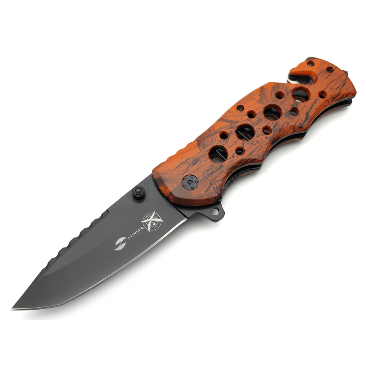 Stinger нож складной FK-020OR сталь 3Cr13 black, рукоять Aluminum orange camo