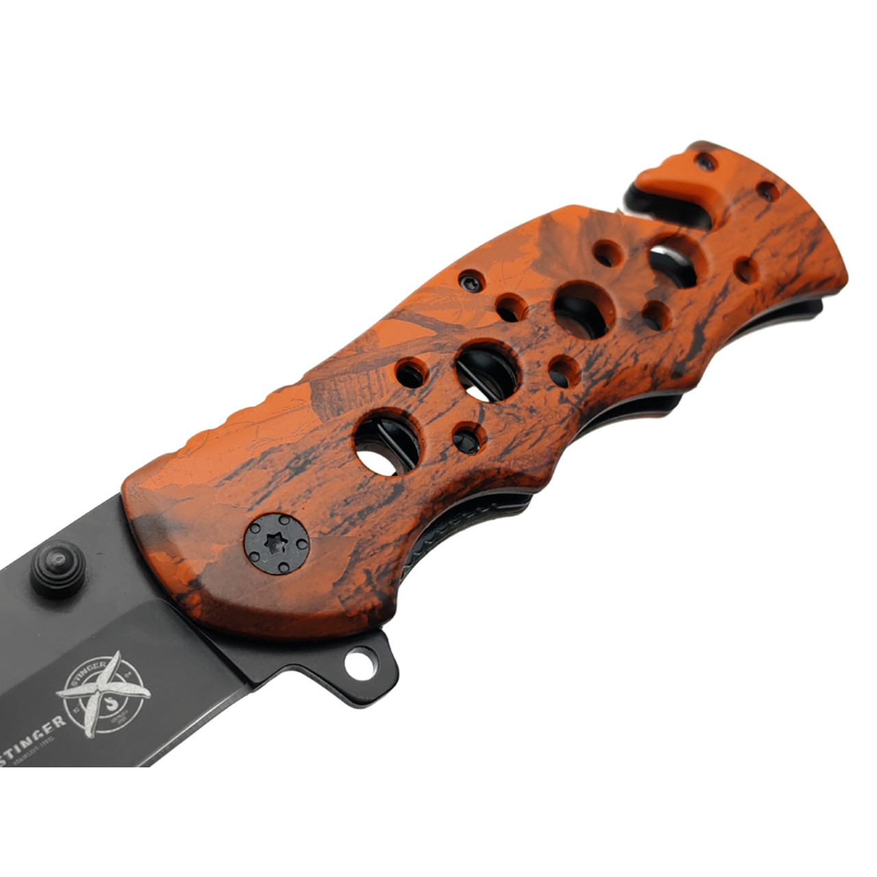 Stinger нож складной FK-020OR сталь 3Cr13 black, рукоять Aluminum orange camo