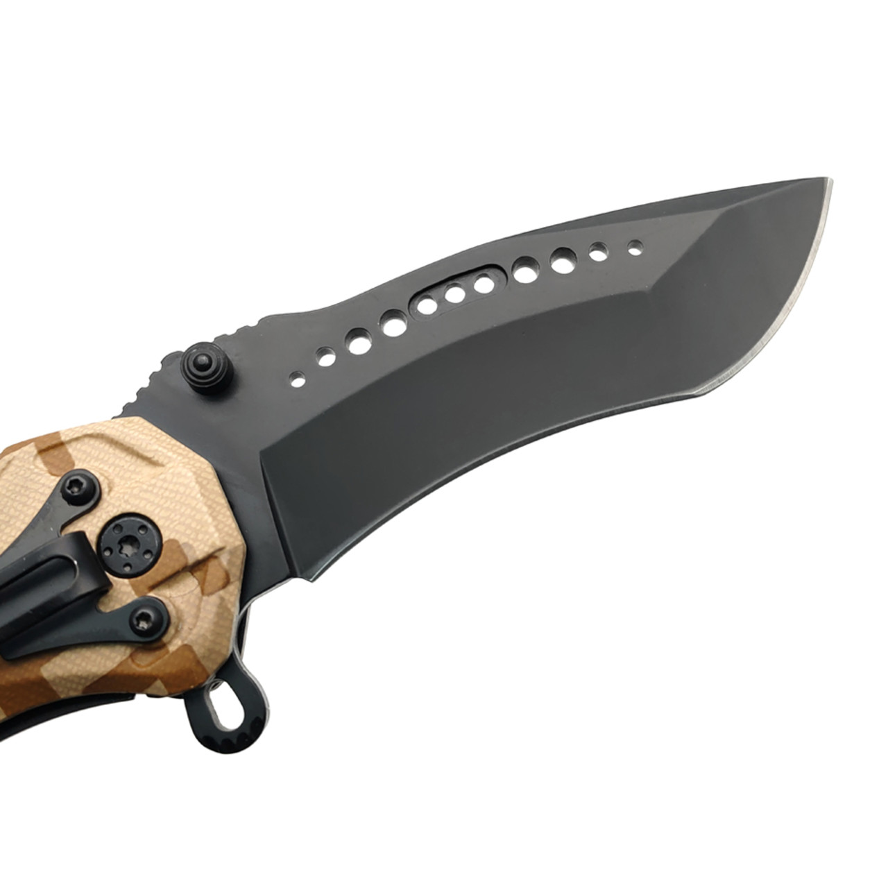 Stinger нож складной FK-014X сталь 3Cr13 black, рукоять Aluminum sand camo