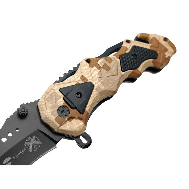 Stinger нож складной FK-014X сталь 3Cr13 black, рукоять Aluminum sand camo
