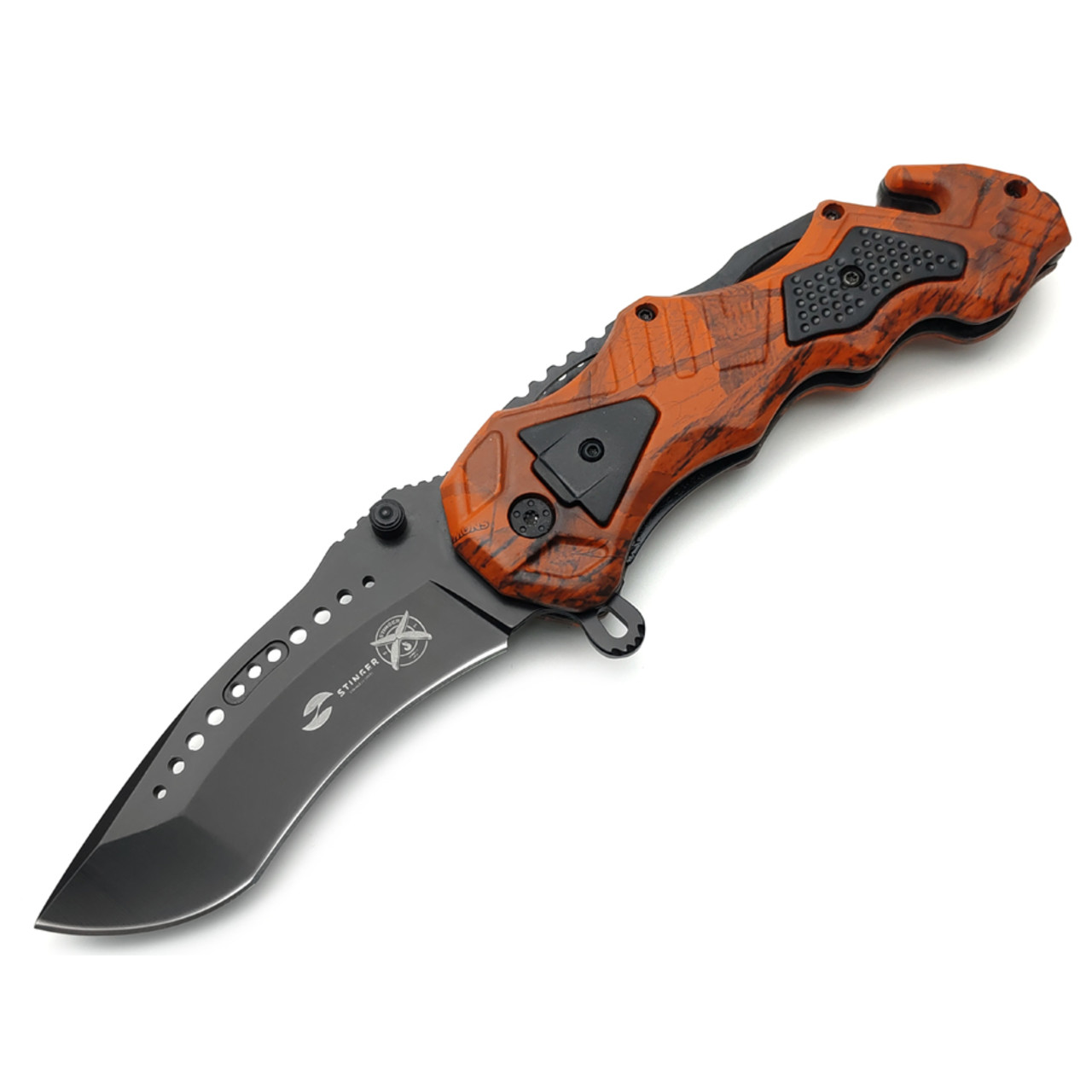 Stinger нож складной FK-018X сталь 3Cr13 black, рукоять Aluminum orange camo