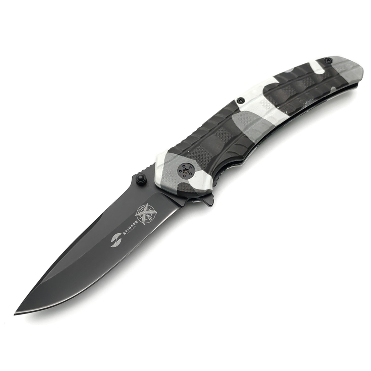Stinger нож складной FK-019SNO-CA сталь 3Cr13 black, рукоять Aluminum Siberian camo