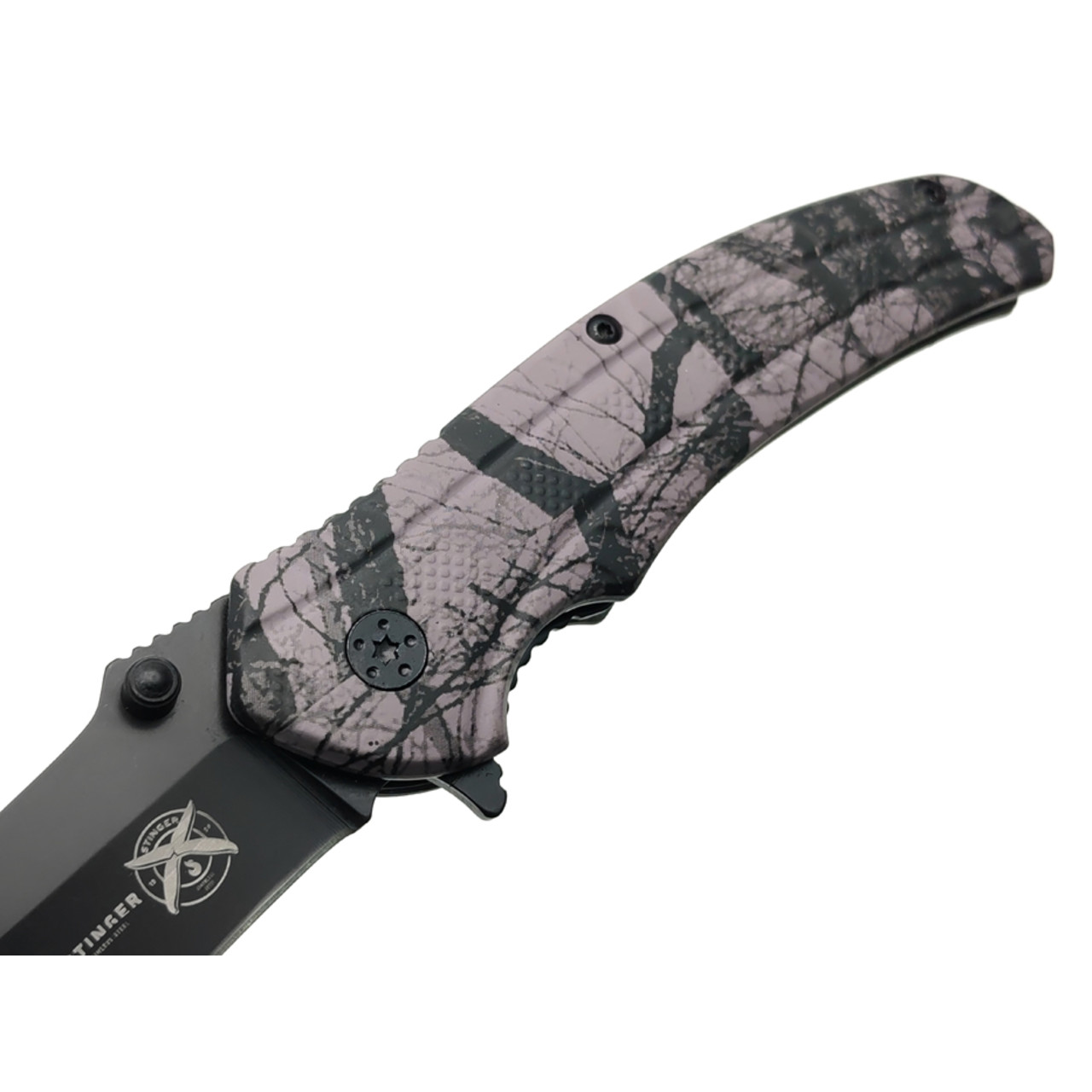 Stinger нож складной FK-019STR-CA сталь 3Cr13 black, рукоять Aluminum grey camo