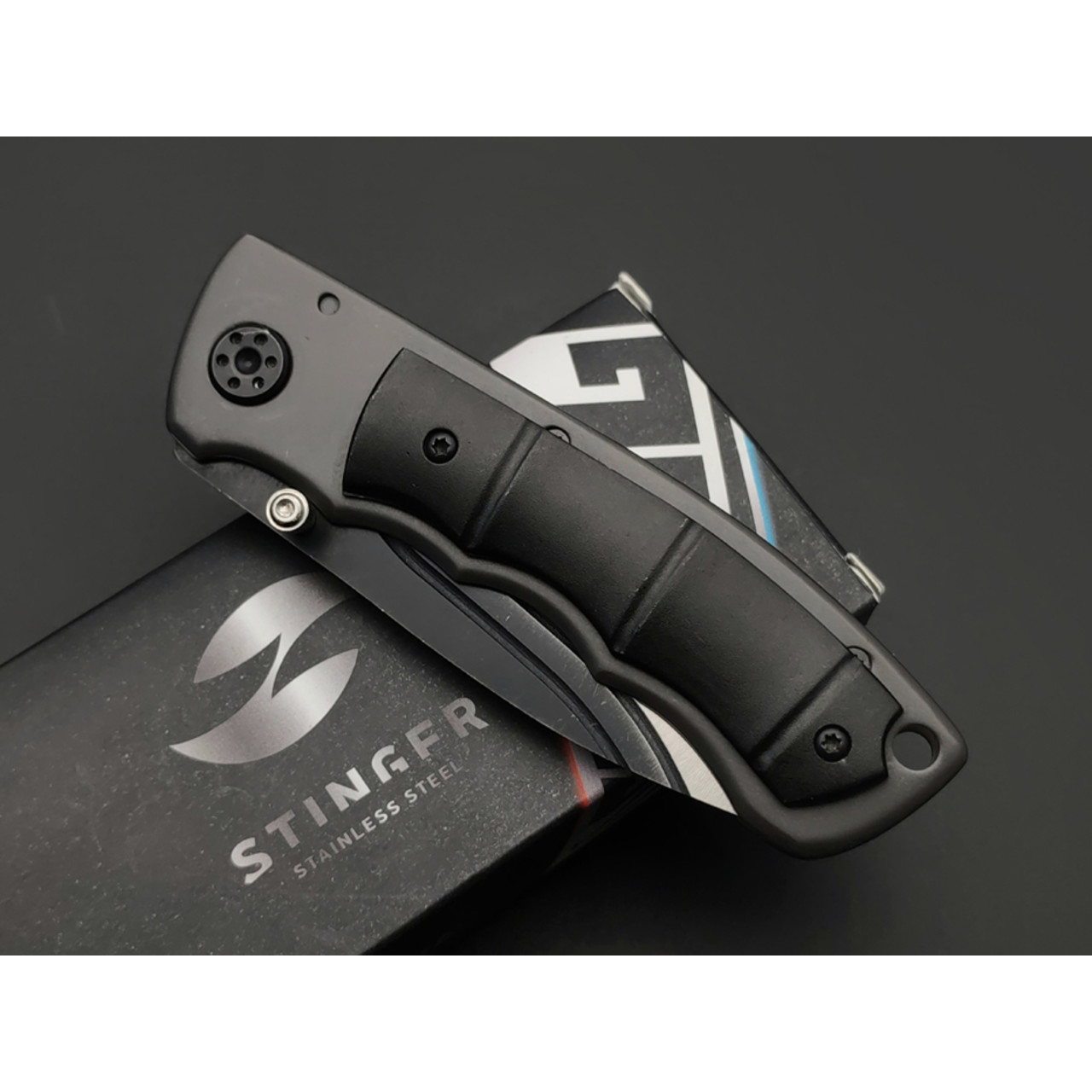 Stinger нож складной FB0072 сталь 420 satin & black, рукоять Aluminum black & grey, сталь