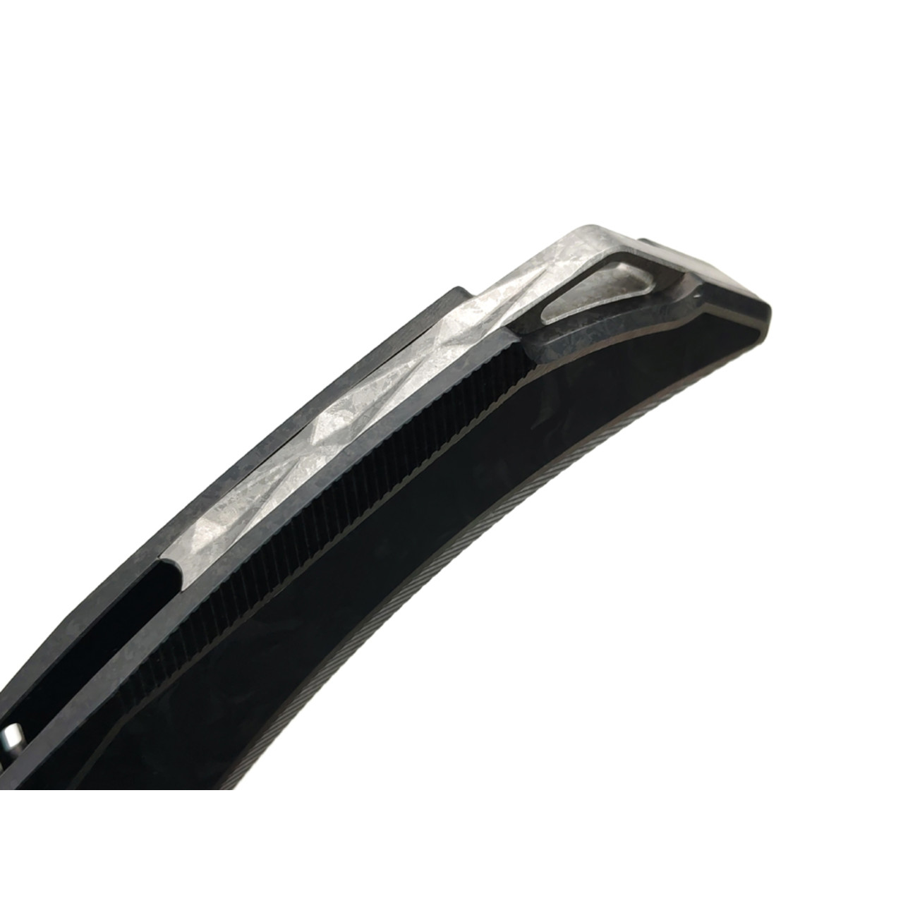 TuoTown складной нож Tiburon TTR-MKCD сталь TMAX DLC, рукоять Titanium Crystal black, Carbon fiber chaotic black
