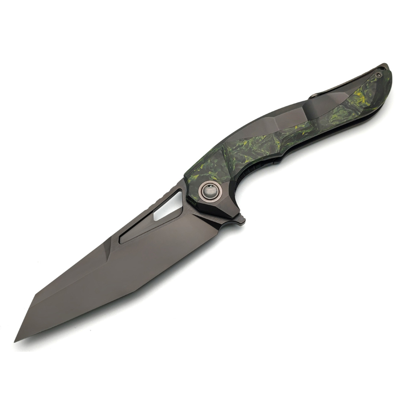 TuoTown складной нож Horridus 2 TAS2-MSCD сталь M390 DLC, рукоять Titanium TC4 DLC, Carbon fiber chaotic
