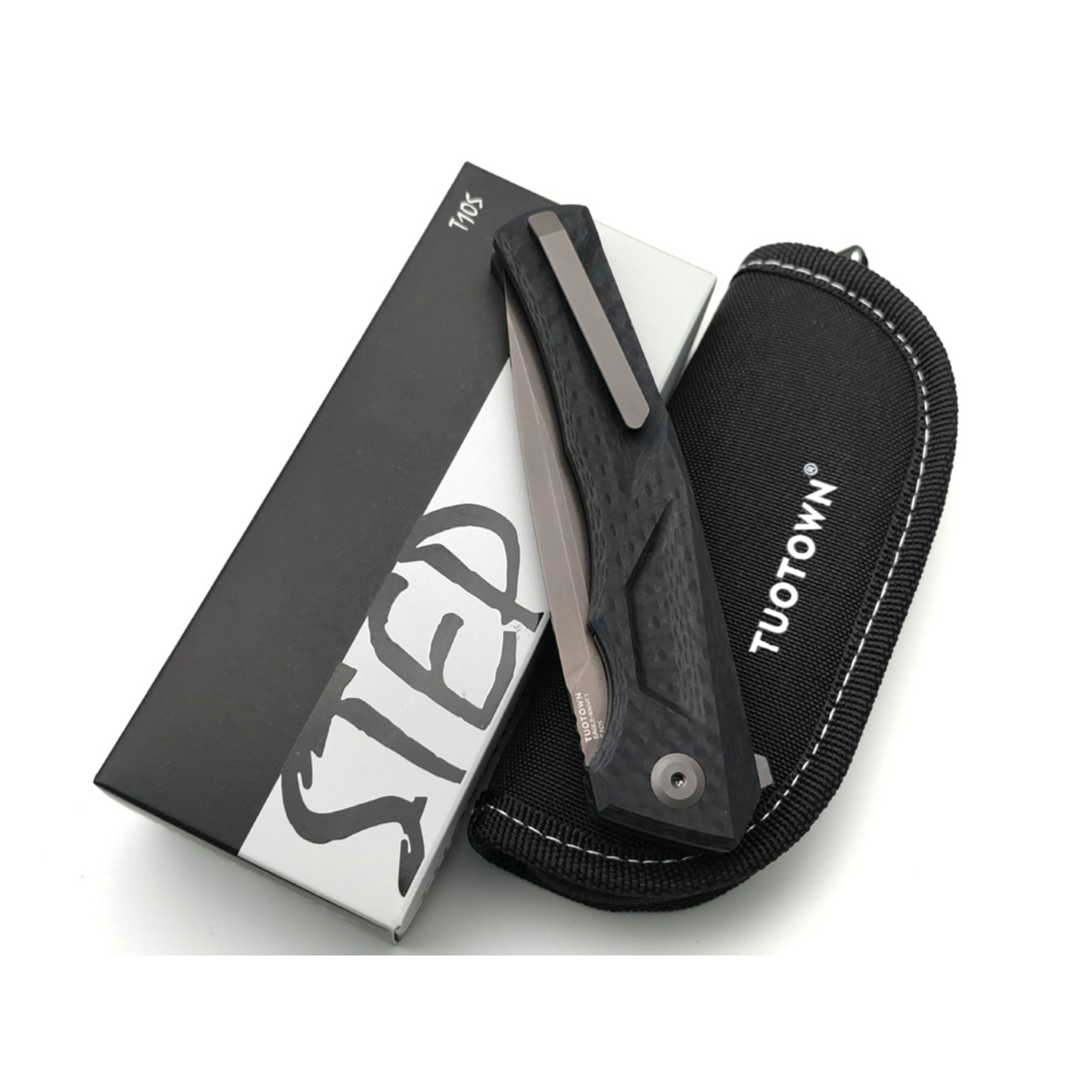 TuoTown и Eagle Knives складной нож Step Black сталь T10S PVD, рукоять G10-Карбон