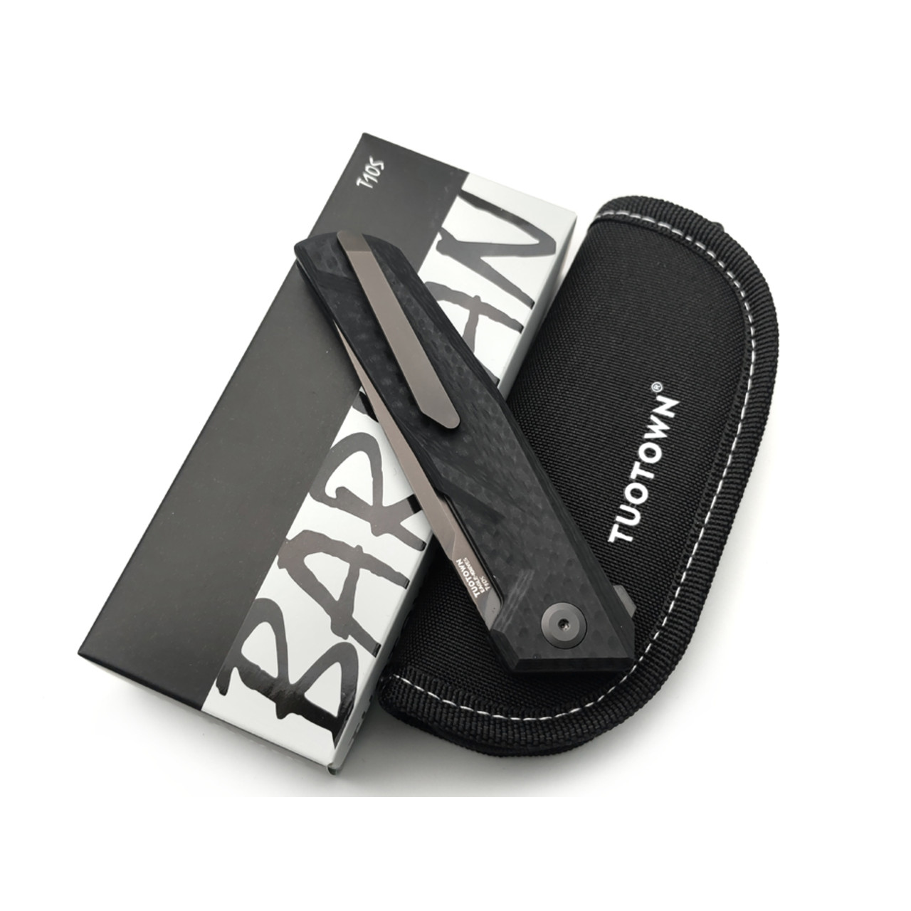TuoTown и Eagle Knives складной нож Barhan Black сталь T10S PVD, рукоять G10 Карбон