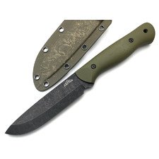 N.C.Custom нож Forester сталь Aus-10 блэквош, рукоять G10 olive, ножны Kydex olive