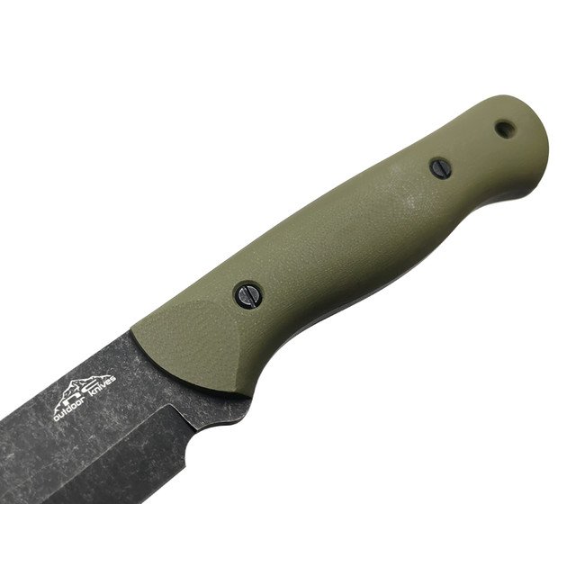 N.C.Custom нож Forester сталь Aus-10 блэквош, рукоять G10 olive, ножны Kydex olive
