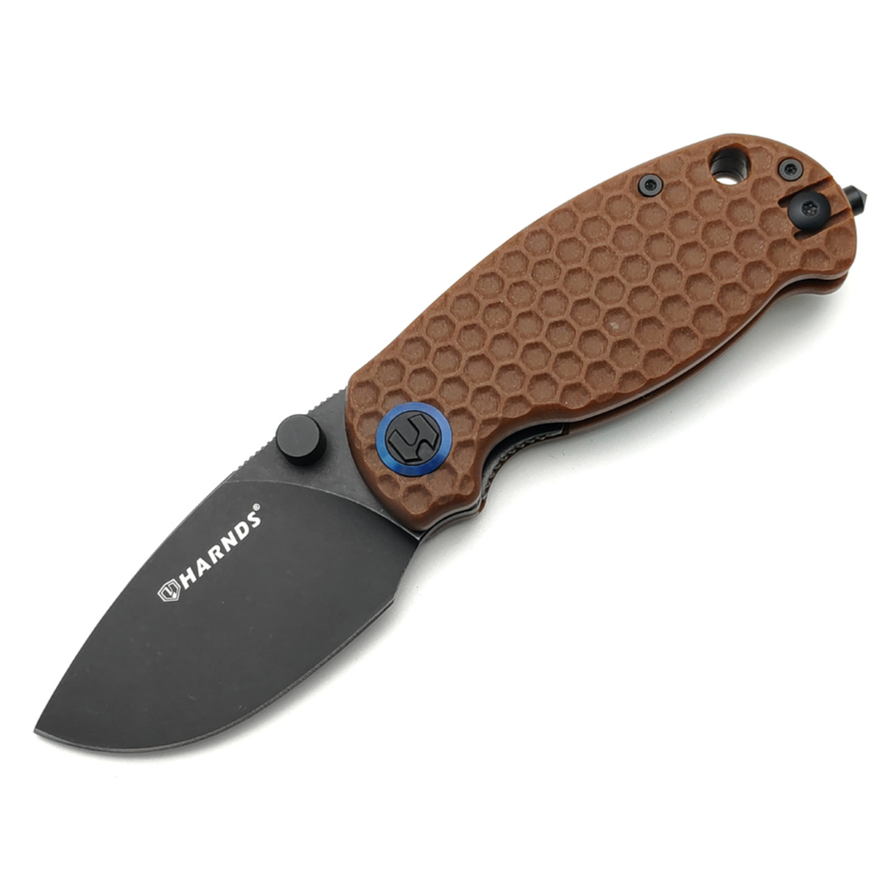 Harnds складной нож Bee CK5016BN-BTSW сталь D2 black titanium стоунвош, рукоять G10 brown