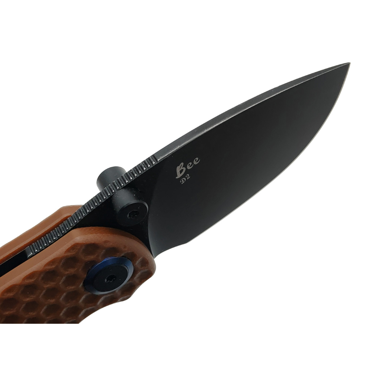 Harnds складной нож Bee CK5016BN-BTSW сталь D2 black titanium стоунвош, рукоять G10 brown